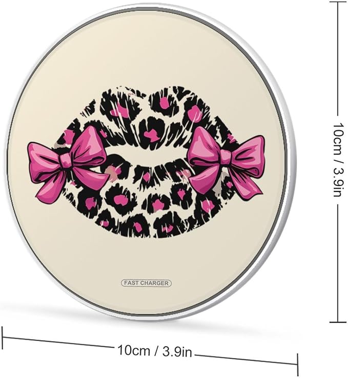 Leopard Kiss Lips Bows Wireless Charger Portable Charging Pad | LightweightAll Smartphone