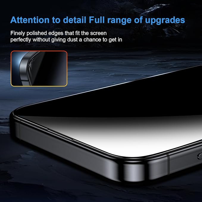OneFish Screen Protector for iPhone 13 Pro Max / 14 Plus Privacy 4-Way 360° Anti-Spy Tempered Glass 9H Hardness HD Clear Anti-Fingerprint 3D Curved Edges Case-Friendly &amp Easy Installation