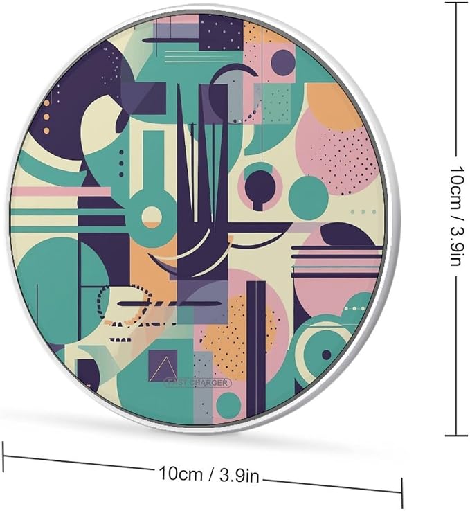 Pastel Colorful Pattern Wireless Charger Fast Charging Pad | Anti-Slip Qi Certified Wireless Charging Pad for All Phones with Wireless Charging Function for Home Office Travel