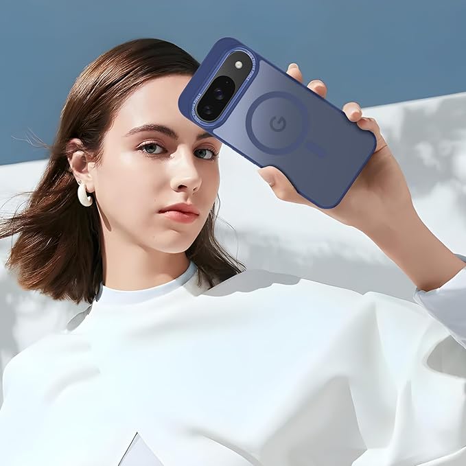 Magnetic for Google Pixel 10/Pixel 10 Pro Case, [Military Grade Drop Protection] [Compatible with MagSafe] Shockproof Slim Translucent Matte Anti-Slip for Women Girls Men Case, Dark Blue