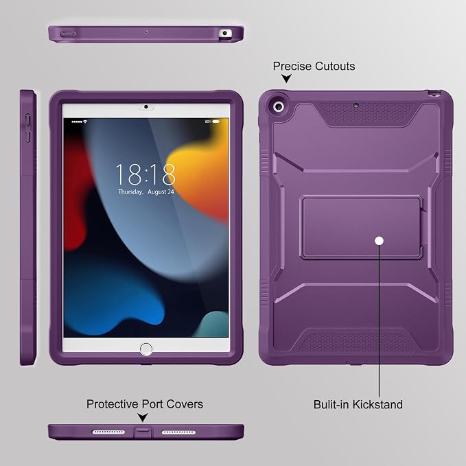 DTTO Case for for iPad 9th/8th/7th Generation 10.2-inch Black | Durable Shockproof Protective Cover Built-in Screen Protector &amp Kickstand Corner Protection