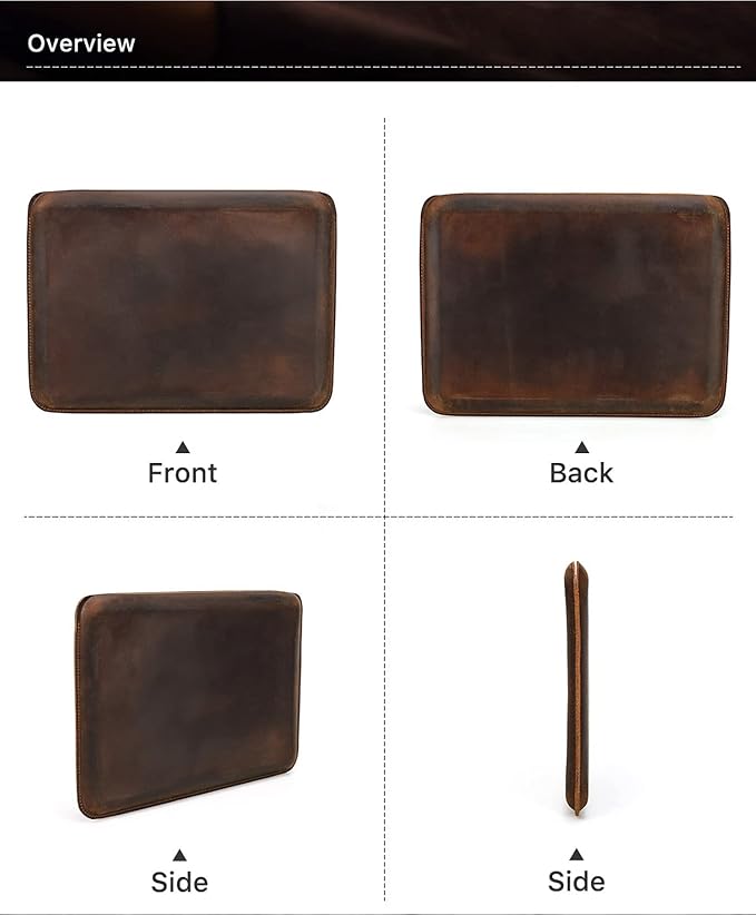 Top Grain Leather 12.9 Tablet Sleeve Slim Protector Vintage Design Fully Handmade Compatible with 12.9 iPad Pro 3/4/5/6 Gen Fits A2233 A2069 A2378 A2379 A2461 A2462 Coffee 12.9 Inch