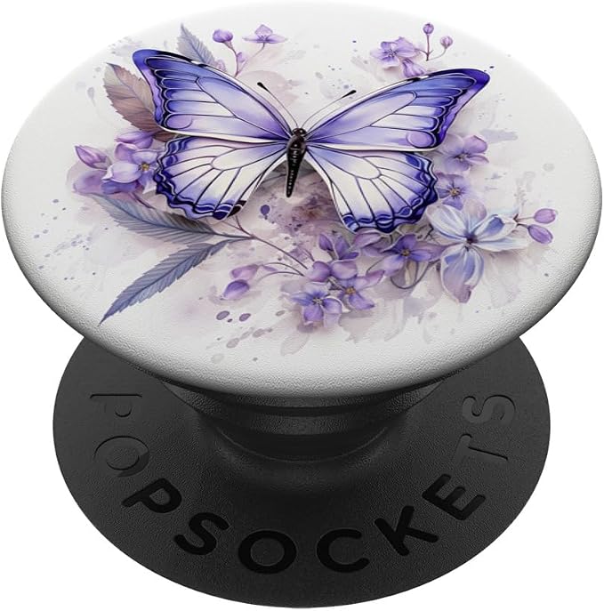 Purple Butterflies with Flowers Floral Butterfly PopSockets PopGrip for MagSafe