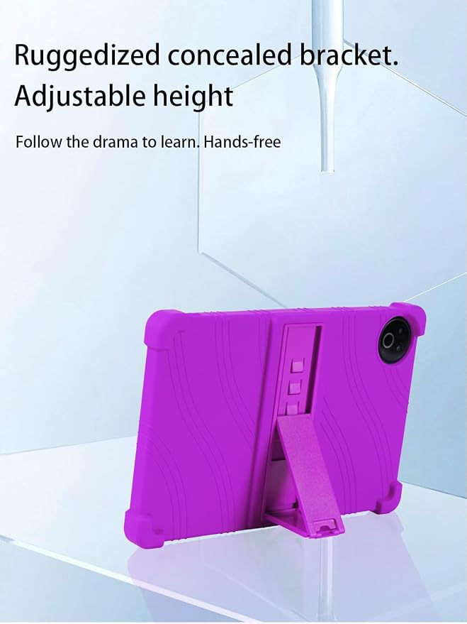 for Evermyth 10 Inch Android 15 OS GMS Certified Tablets CaseUYRUREL Soft Silicone Adjustable Stand Cover Lightweight Kids FriendlyBlack.