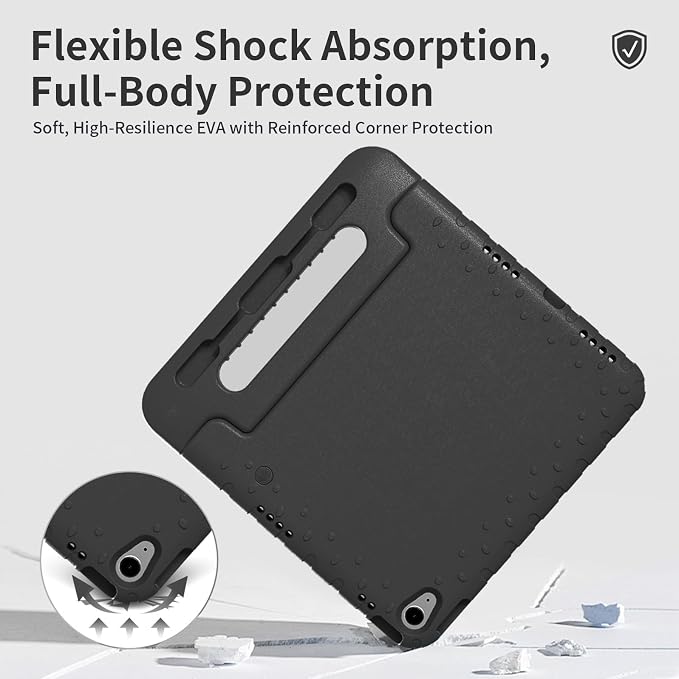 Case for iPad Pro 12.9 Case 2022/2021/2020/2018 with Pencil Holder &amp Hadle Stand Super Protection Kids Proof Cover for iPad Pro 12.9 inch 3rd/4th/5th/6th Generation Black