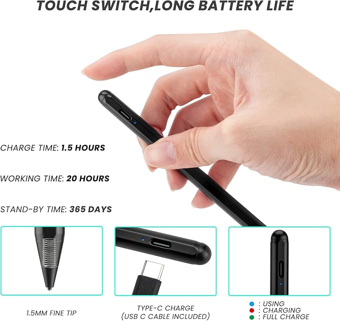 Electronic Stylus Pen for Amazon HD Fire 10/8 Tablet Pencil Active Digital Capacitive Pen for Amazon Fire HD 10 Tablet High Precision with Ultra Fine TipGood at Drawing and WritingBlack