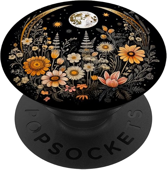 Boho Moon And Wildflowers PopSockets Standard PopGrip
