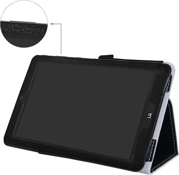 Mama Mouth Black Leather Folio Case for LG G Pad X2 8.0 Plus/Sprint G Pad F2 8.0 2-Folding Stand Cover Tablet Case