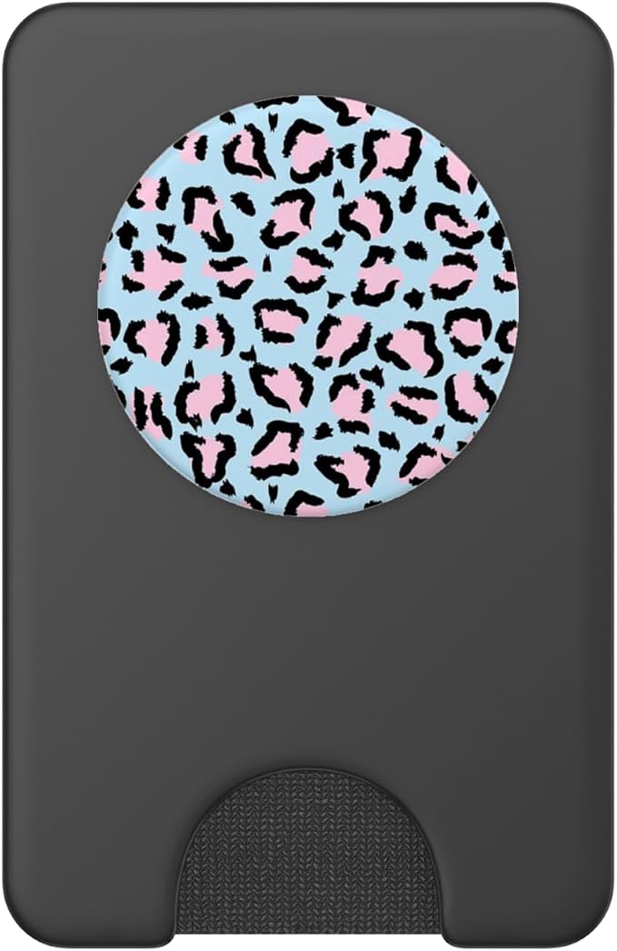 Blue Pink Leopard Print Pattern PopSockets PopGrip for MagSafe