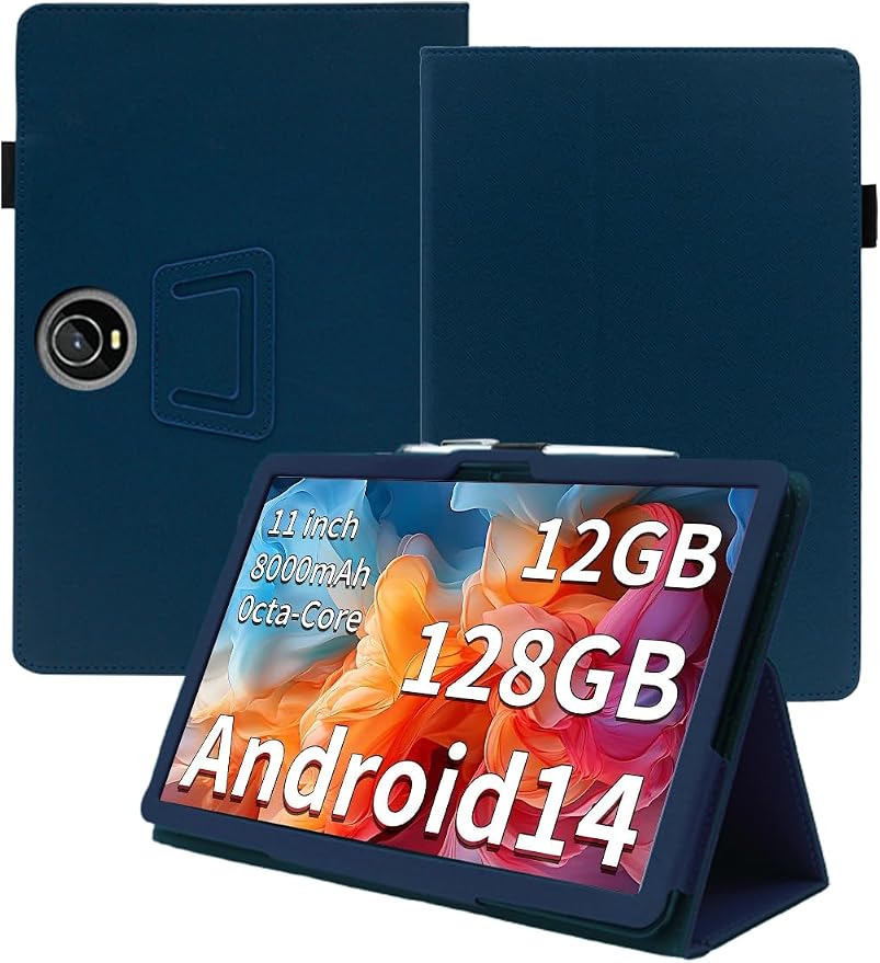 Case for WXUNJA PTB/COLORROOM C5/JIKOCXN C5 Tablet 11 InchPremium Leather Business Folio Stand Cover with Hand Strap for TabletBlack.