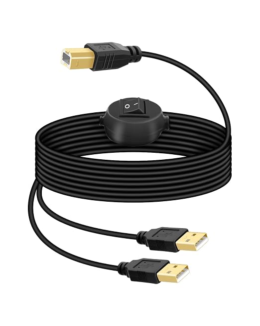 2 in 1 USB Printer Splitter Cable USB A Male to USB B Male Printer Cable with Toggle Switch for 2 Computers Share Scanner Printer.(2.5M/8.2FT)