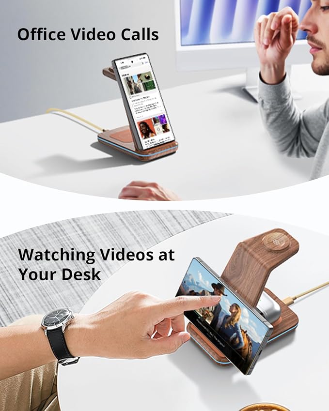 Wireless Charger for Samsung&ampAndroid: JoyGeek 3 in 1 Charging Station for S26/S25/S24/S23/S22/S21/S20/Note20/Z Fold&ampFlip Galaxy Watch8/7/6/5/4/3/Active2/1 Buds 3 Pro