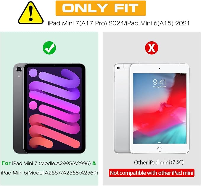 SUPLIK Kids Case for iPad mini 7 (A17 Pro) 2024 &amp iPad mini 6 2021 8.3-inch iPad mini 6th/7th Generation Case with Screen Protector Durable Shockproof Kids Cover with Handle Stand Black