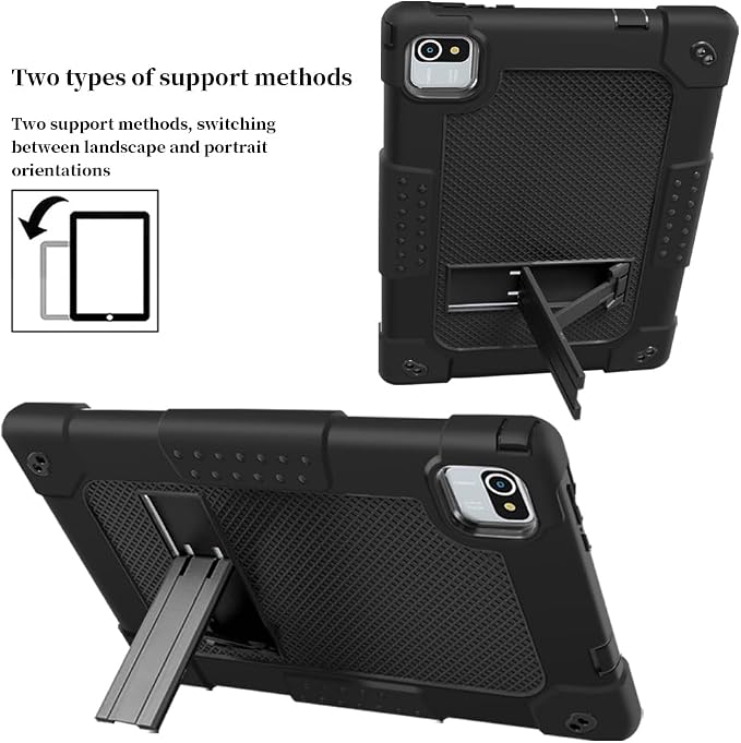 Compatible with aiprotablet C20e / MB1001 10 Inch/ZZB 10 Inch Tablet Case Kids Friendly Shockproof Shoulder Strap Shell for CZZ/Okaysea 10.1/HAPPYBE/ANYLAKE/Velorim Tablet (Black/Black)