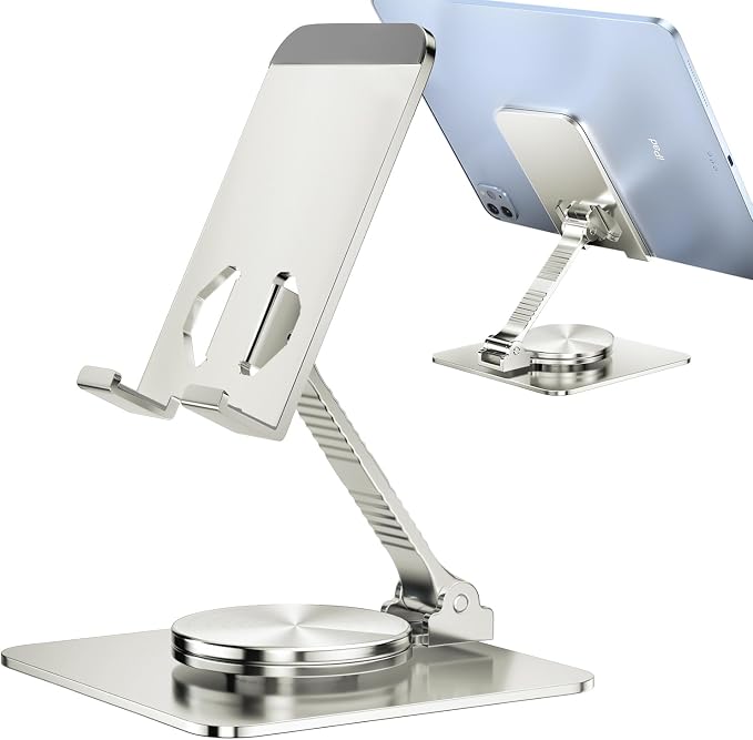 360 Rotatable Foldable Phone Stand for DeskFully Adjustable Desktop Phone Holder Cradle Dock Compatible with iPhone 17 16 15 14 13 12 11 Pro MaxTabletsAll Phones(Black)