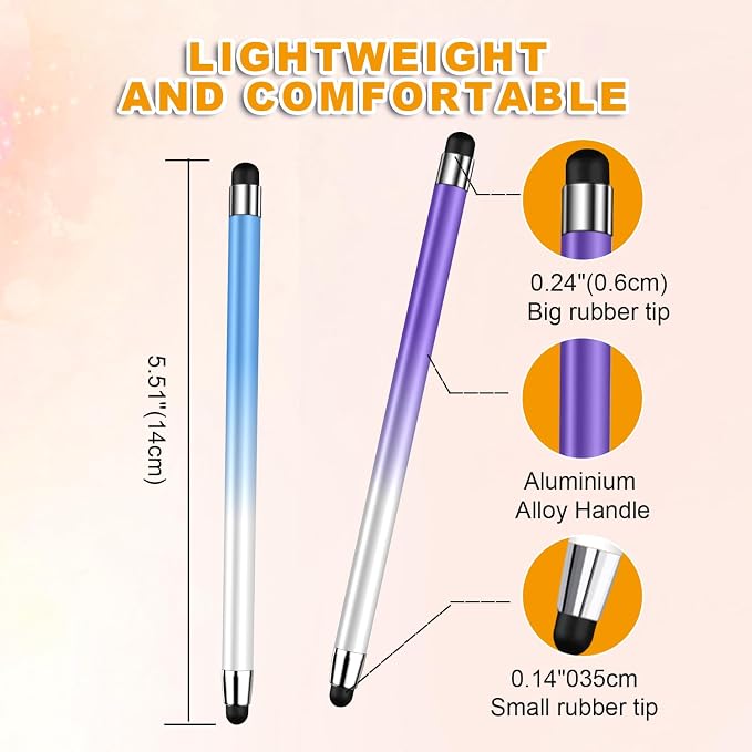 Stylus (10 Pcs) 2-in-1 Stylus Pen for Touch Screen High Precision and Sensitivity Suitable for iPad/iPhone/Samsung/Android Smartphone and Tablets Compatible with All Touch Screen