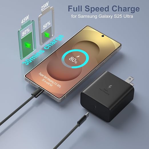 45W Super Fast Charger Type C for Galaxy S26 Ultra USB-C Charger Block with 10ft USB C to C Cable for Galaxy S25 FE S24 S23 Tab S11 S10 Android Phones 3Pack