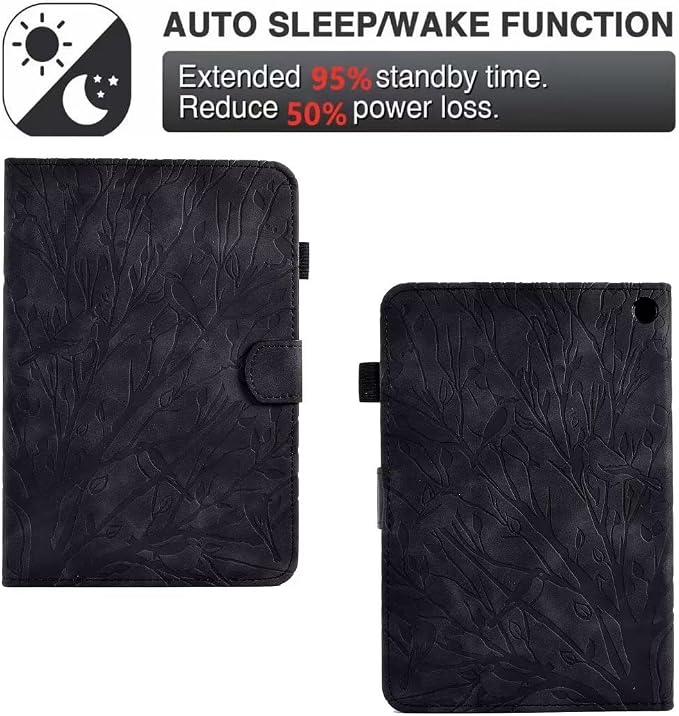 Case for Amazon Fire HD 8 &amp 8 Plus (12th/10th Generation 2024/2022/2020 Release) Pen Holder Premium PU Leather Stand Cover with Smart Auto Wake/Sleep Green Tress