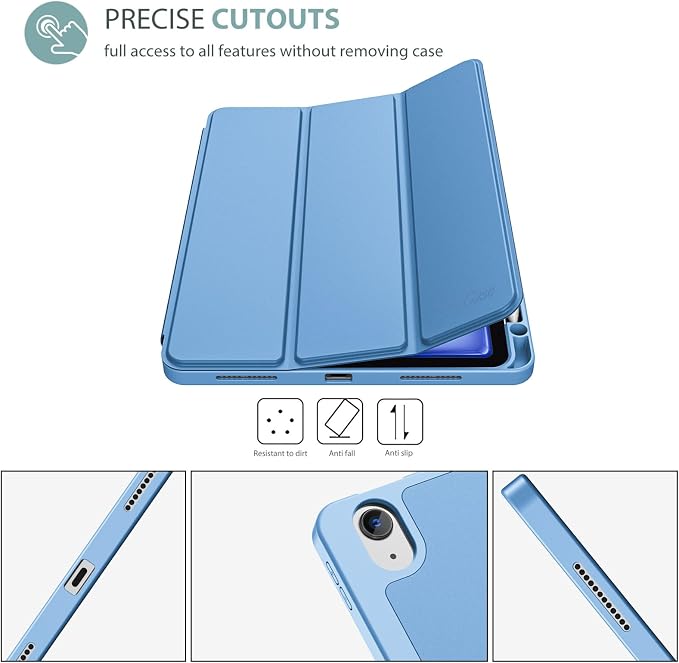 ProCase Smart Case for iPad Air 11-inch M4/M3/M2 &amp Air 10.9 5th/4th Gen | Hard Back Cover with Auto Sleep/Wake Slim Lightweight Case for iPad Air 11 2026/25/24 &amp 10.9 2022/2020-Aqua