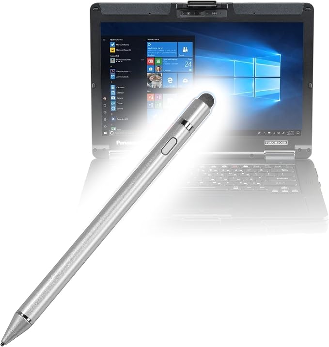 BoxWave Stylus Pen Compatible with Panasonic Toughbook 55 - AccuPoint Active Stylus Electronic Stylus with Ultra Fine Tip - Metallic Silver