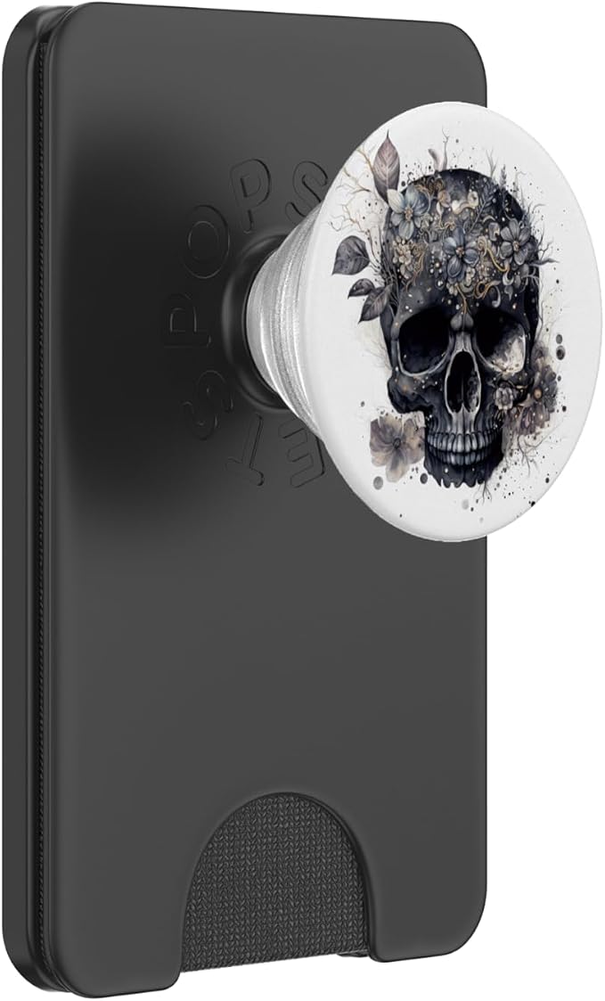 Floral Skull Graphic for Women Birthday Unique Black Skull PopSockets Adhesive PopGrip