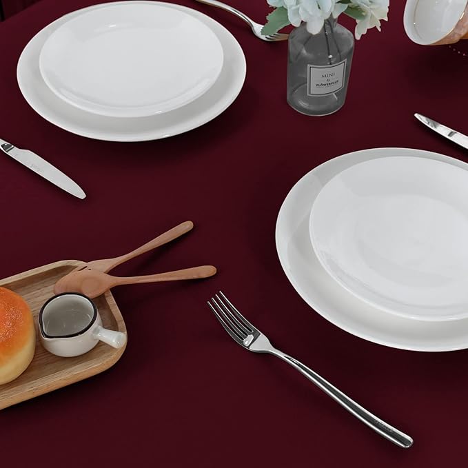 sancua 2 Pack Burgundy Tablecloth 60 x 102 Inch, Rectangle 6 Feet Table Cloth - Stain and Wrinkle Resistant Washable Polyester Table Cover for Dining Tables, Buffet Parties and Camping