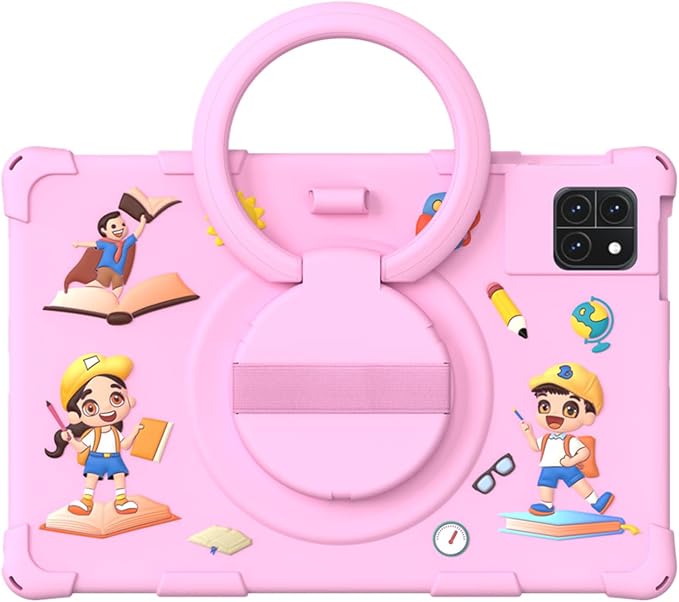 Case for Winsing Android Tablet 10 inch/TabneraX UTbook Tablets Kids Friendly Soft Silicone Adjustable Rotating Stand Cover for Callsky-Tab Ctab 10 10.1“ Tablets (Pink)