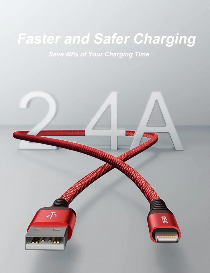 iPhone Charger Cable 6FT USB to Lightning Cable 3Pack Braided USB iPhone Charger Fast Charging Cable iPhone Cord Compatible with iPhone 14/13/12/11/Pro/Max/Mini/X/Plus/8/7/6/5S/SE/Plus/iPad and More