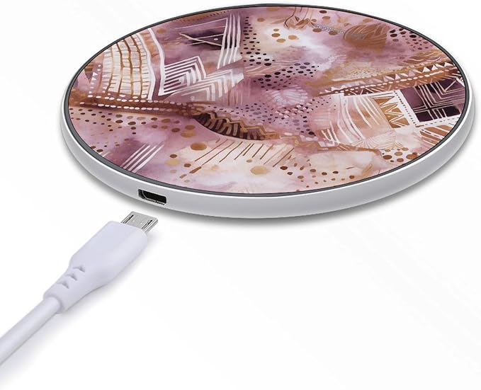 Pretty Peach Pattern Wireless Charger Portable Fast Charging Pad Lightweight Wireless Charging Pad 10W Slim Charging Station for Phone Charger Mat for Travel Home Office Desk