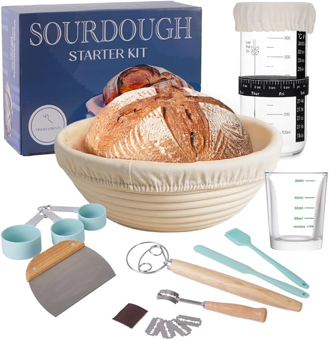 Sourdough Starter Kit, Sourdough Bread Baking Supplies, Sourdough Bread Proofing Basket, Sourdough Tools, Sourdough Supplies, Sourdough Starter Jar, Gifts for Bakers, Gift for Wife
