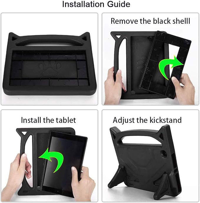Case for Amazon Fire HD 10 Inch Tablet (11th Generation 2021 Released) - Lightweight Shockproof Kickstand Handle Kids Cover Case + 1 Screen Protector and 1 Stylus (Black)
