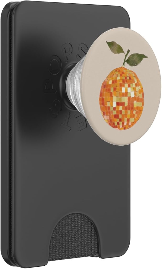 Orange Disco Fruit Illustration Print PopSockets PopWallet for MagSafe