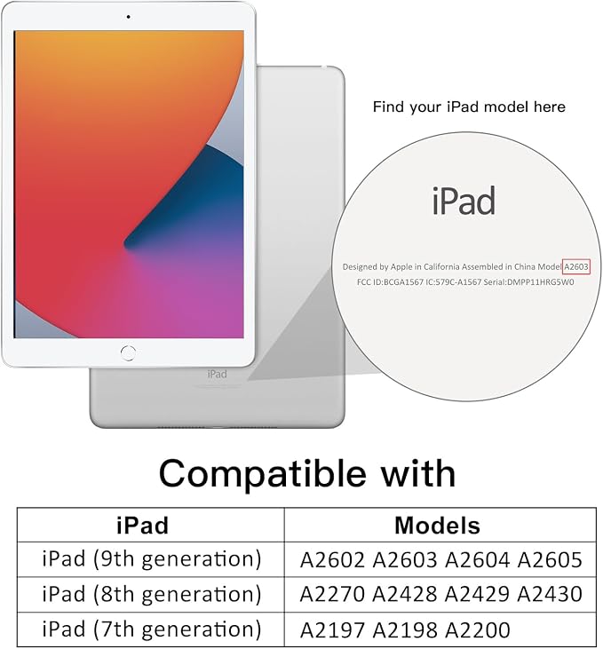 JETech Case Cover for iPad 9th/8th/7th Gen 10.2 Beige | Clear Transparent Back Pencil Holder Slim Shockproof Protection Tri-Fold Stand Auto Wake/Sleep