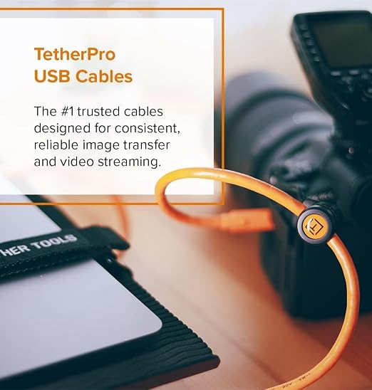 Tether Tools TetherPro USB 2.0 A Male to Mini-B 8 Pin Cable | For Fast Transfer and Connection Between Camera and Computer | Non-Reflective Black | Fast Reliable Data Transfer