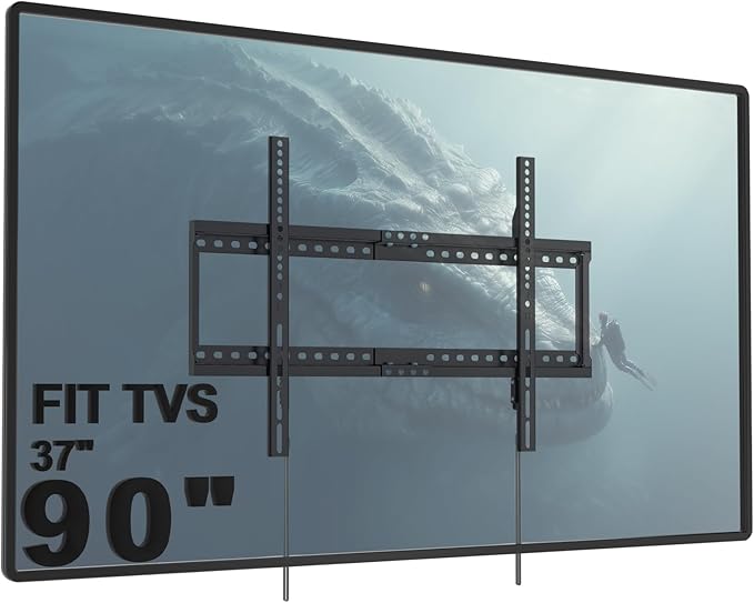WALI TV Wall Mount Bracket for 37-90 Inch Flat Curved TVs up to 165 lbs, Low Profile Wall Mount Holds Your TV 1.1 Inch from The Wall, Mounting Holes up to 600x400mm (TTM-2), Black