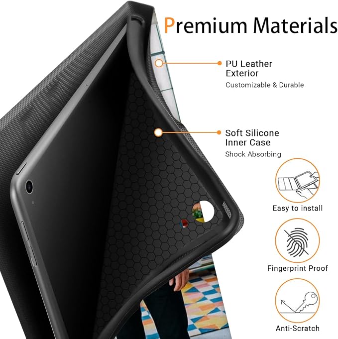 Custom Case for iPad Air 3rd Generation 2019 / iPad Pro 2017 10.5 inch Personalized Customized Picture Logo Text Name PU Leather Tablet Cover Premium Folio Flip Stand Case Auto Wake/Sleep