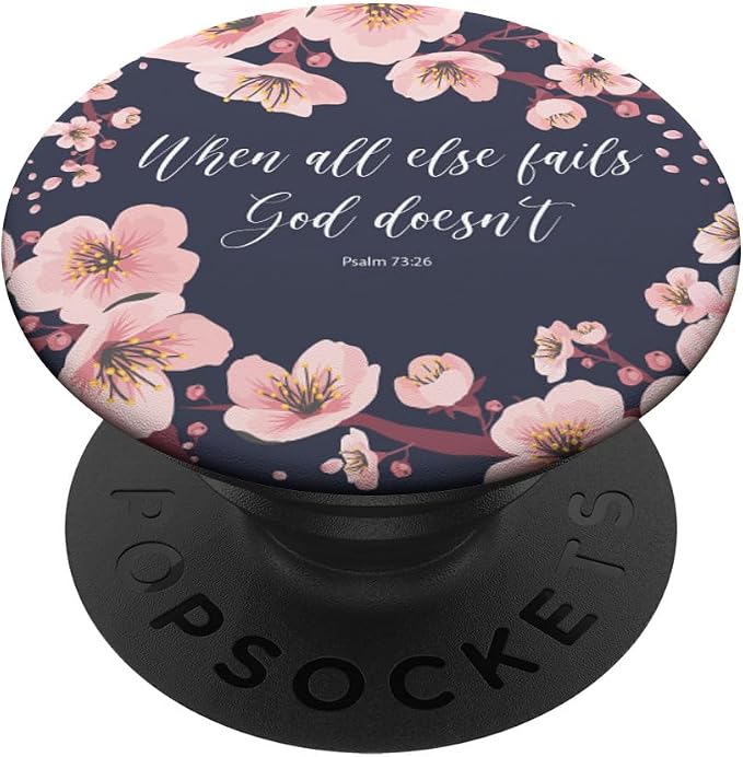 Psalm 73 26 Christian Bible Verse Pink Blue Inspirational PopSockets Adhesive PopGrip