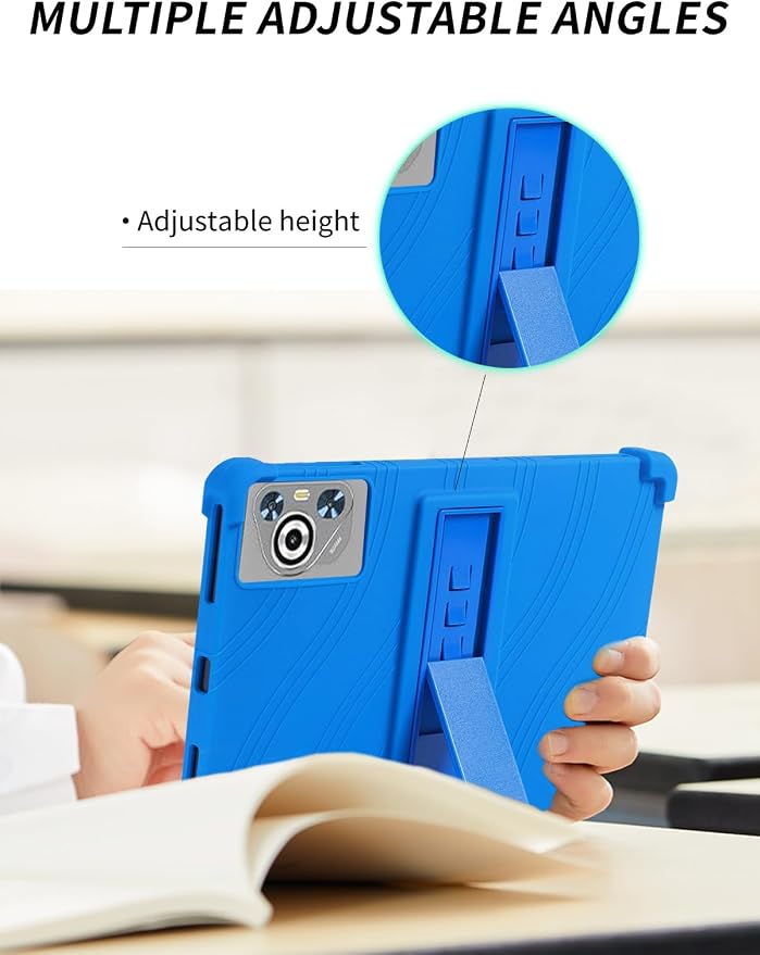 Case for Dghrti TAB30 2025 Android 14 Tablet 10.1 Inch，WUNIAK Shock Proof Lightweight Stand Rubber Shell Protective CoverKids Friendly Soft Silicone Adjustable Stand CoverBlack