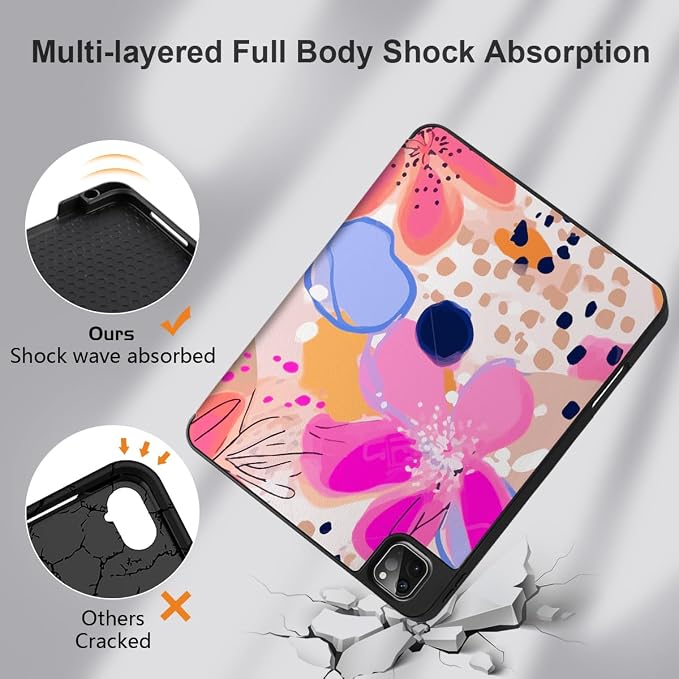 Case for iPad Pro 12.9 inch 6th Generation 2022 Built-in Pencil Holder + Trifold Stand + Auto Wake/Sleep + Protective Cover for iPad Pro 12.9 5th/4th/3rd Gen- Bear