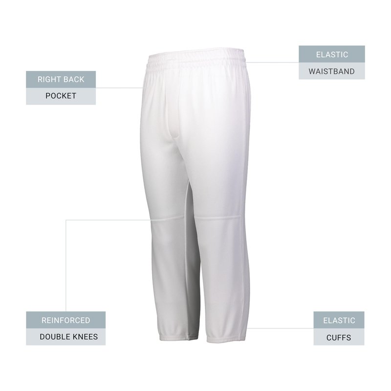 Augusta Sportswear Youth Gamer Pull-Up Baseball Pant White L