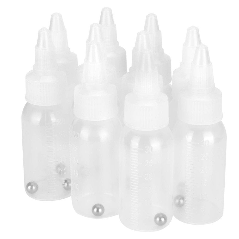 Tbest Paint Bottle,10 Pack Airbrush Paint Bottles Jars Plastic containers 1oz/30ml of Acrylic Storage Mixing with Ball jar Bottle Mixer resealable Empty Small Squirt 1inch Container Squeeze