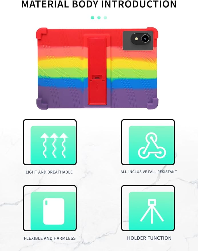 Case for ApoloMedia EP1095T 11 Tablet 2025 Android 15，WUNIAK Shock Proof Lightweight Stand Rubber Shell Protective CoverKids Friendly Soft Silicone Adjustable Stand CoverBlack