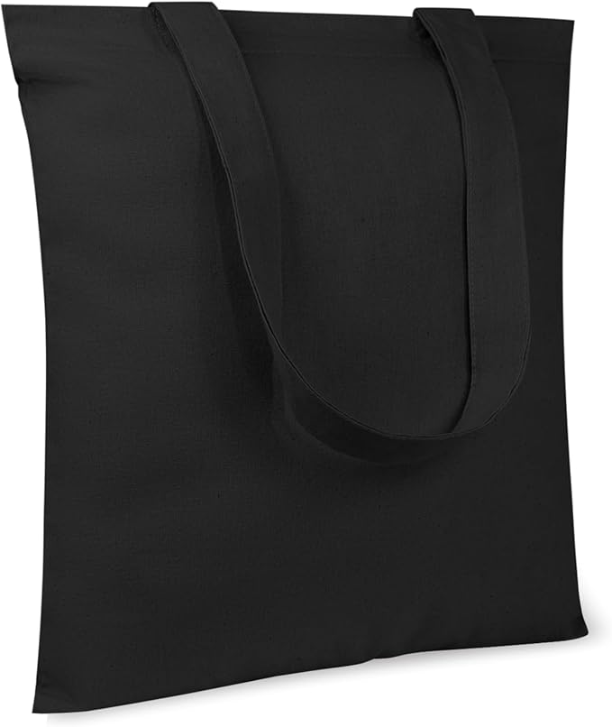 TOPDesign 20-Pack Economical 11.8"x13" Black Cotton Tote Bag, 5oz Lightweight Fabric, Small Reusable Grocery Shopping Cloth Bags, DIY Your Creative Designs