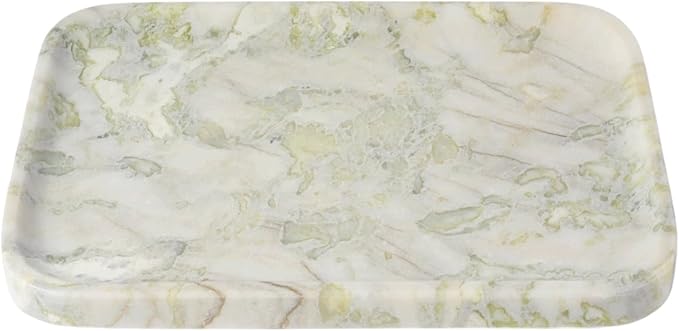 Marble Vanity Tray, Large Stone Bathroom Tray for Countertop, 14'' African Gem Genuine Marble Decorative Tray for Dresser, Green Kitchen Trays for Counter,Perfume Storage, Non-Resin/Ceramic