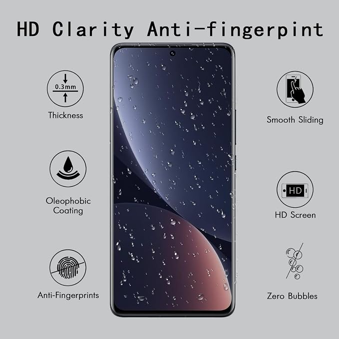 [4 Pack] Tempered Glass Screen Protector for Xiaomi 12 pro | Tempered Glass Scratch Resistant Easy-Install Bubble Free Anti-Fingerprint