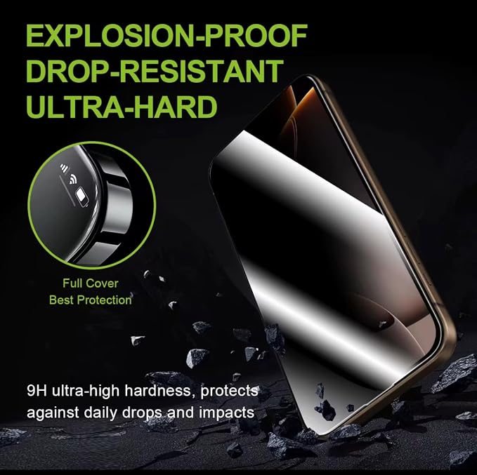 NeverBreak 9H+ Hardness for iPhone 17 Pro Max Screen Protector 12FT Military Grade Protection (Scratch Shatter Drop Resistance) Tempered Glass Full Edge Coverage 6.9 2 Pack with De-Bubble Card (Pr