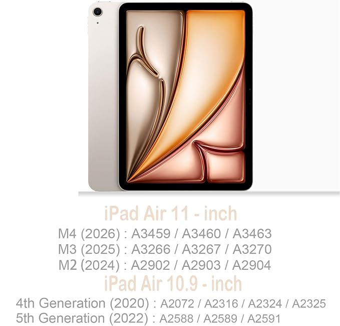 Feams Case for iPad Air 11-inch M4 2026 / M3 2025 / M2 2024 iPad Air 5th/4th Generation 2022/2020 10.9 Inch Y-Fold Standing Case Clear Back with Portrait Stand &amp Pencil Holder Beige Checkered