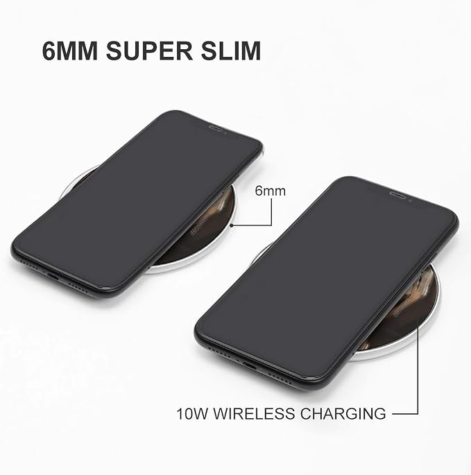 Books Wireless Charger with USB CableAluminum Alloy Frame 10W Max Compatible Fast Wireless Charging Pad- 3.2ft Cable Included for Travel Home Office Desk