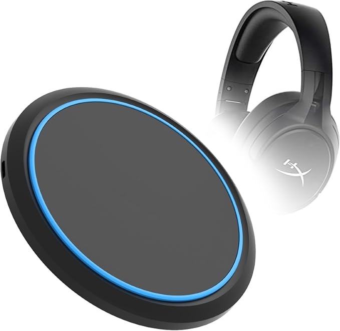 BoxWave Charger Compatible with HyperX Cloud Flight S - SwiftCharge PowerDisc Wireless Charger (15W) Qi Wireless 15W Circular Desktop Charger - Jet Black