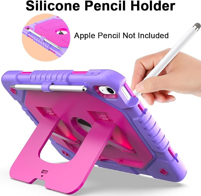 Dteck for Apple iPad 11 inch (A16 11th Gen) iPad 10.9 inch (10th Gen) Slim Clear Case with Kickstand Pencil Holder Reinforced Shockproof Corners Soft TPU Lightweight Protective Cover Transparent